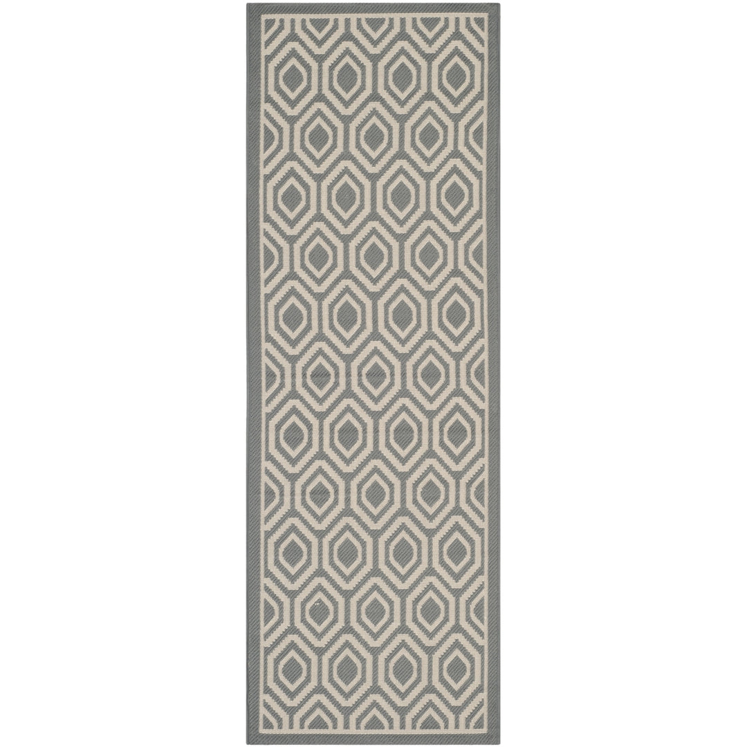 SAFAVIEH Outdoor CY6902-246 Courtyard Anthracite / Beige Rug Image 5