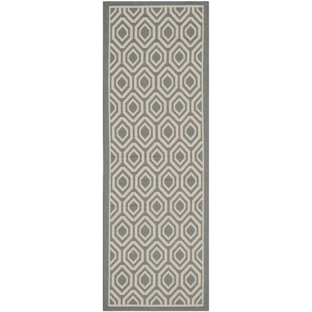 SAFAVIEH Outdoor CY6902-246 Courtyard Anthracite / Beige Rug Image 1