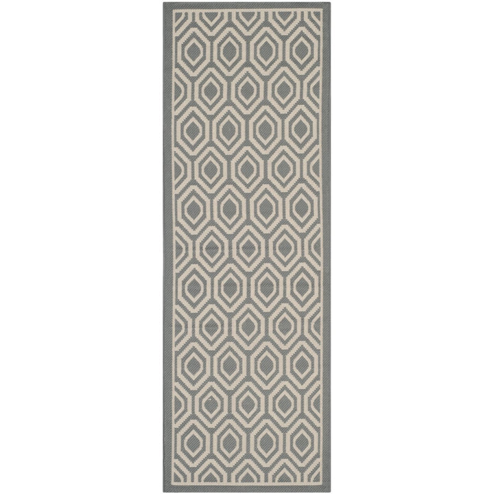 SAFAVIEH Outdoor CY6902-246 Courtyard Anthracite / Beige Rug Image 1