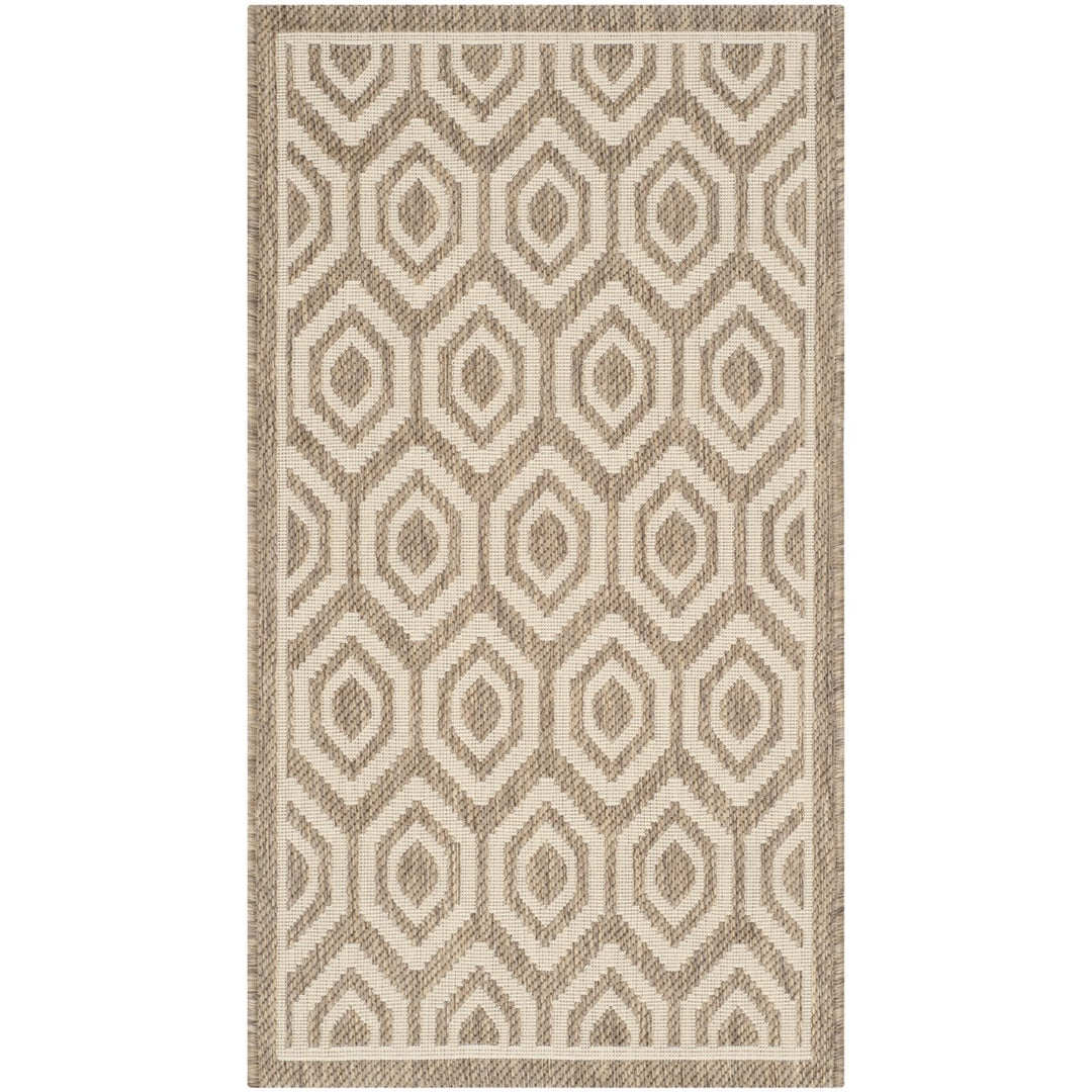 SAFAVIEH Indoor Outdoor CY6902-242 Courtyard Brown / Bone Rug Image 9