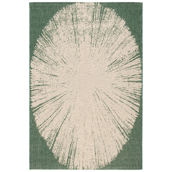 SAFAVIEH Outdoor CY6893-32221 Courtyard Dark Green / Beige Rug Image 1