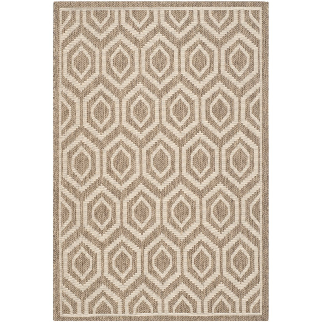 SAFAVIEH Indoor Outdoor CY6902-242 Courtyard Brown / Bone Rug Image 1