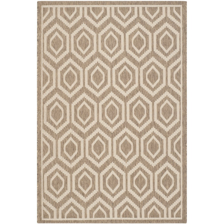 SAFAVIEH Indoor Outdoor CY6902-242 Courtyard Brown / Bone Rug Image 1