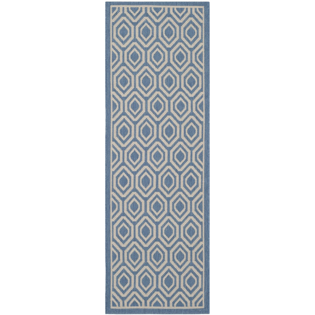 SAFAVIEH Indoor Outdoor CY6902-243 Courtyard Blue / Beige Rug Image 1