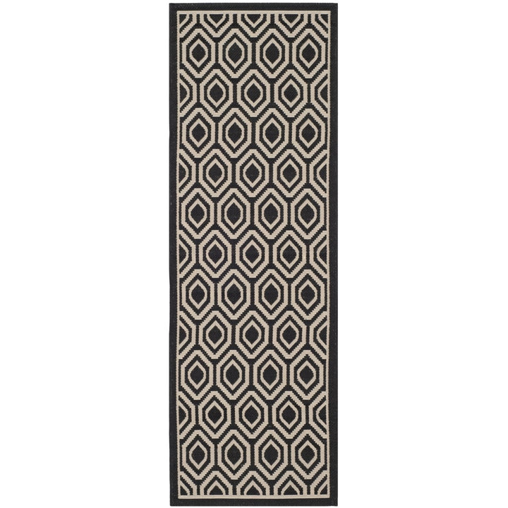 SAFAVIEH Indoor Outdoor CY6902-266 Courtyard Black / Beige Rug Image 1