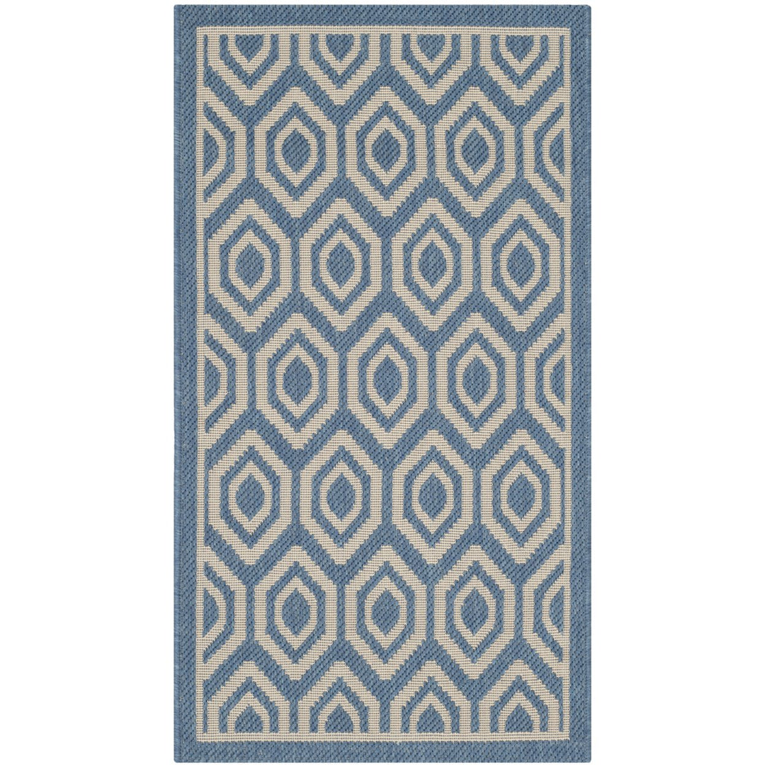 SAFAVIEH Indoor Outdoor CY6902-243 Courtyard Blue / Beige Rug Image 1