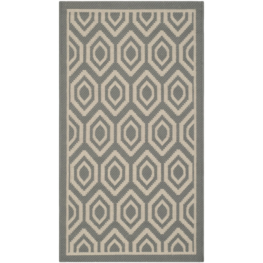 SAFAVIEH Outdoor CY6902-246 Courtyard Anthracite / Beige Rug Image 1