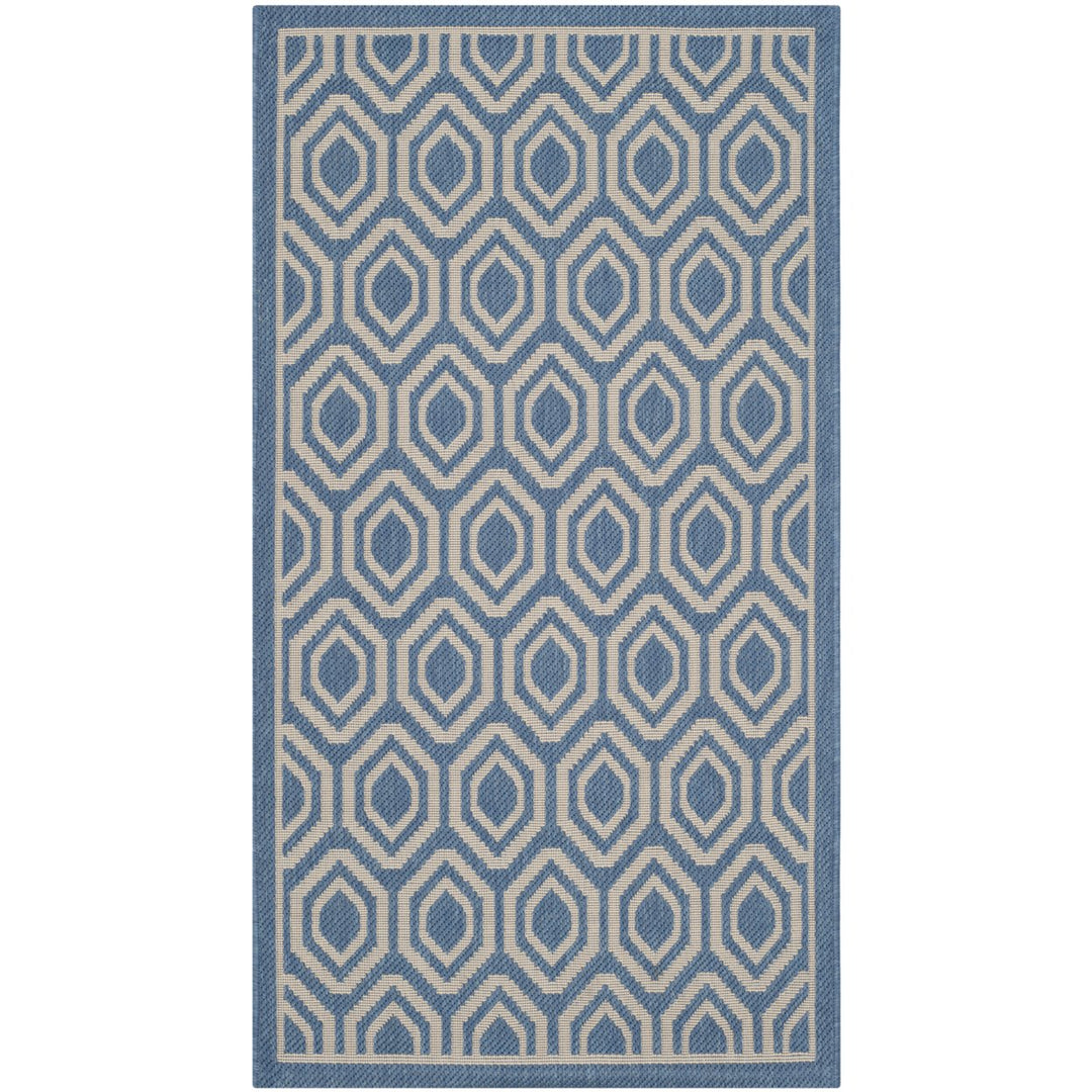 SAFAVIEH Indoor Outdoor CY6902-243 Courtyard Blue / Beige Rug Image 1