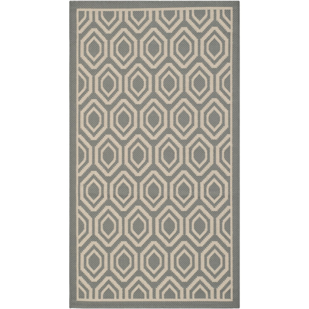 SAFAVIEH Outdoor CY6902-246 Courtyard Anthracite / Beige Rug Image 1