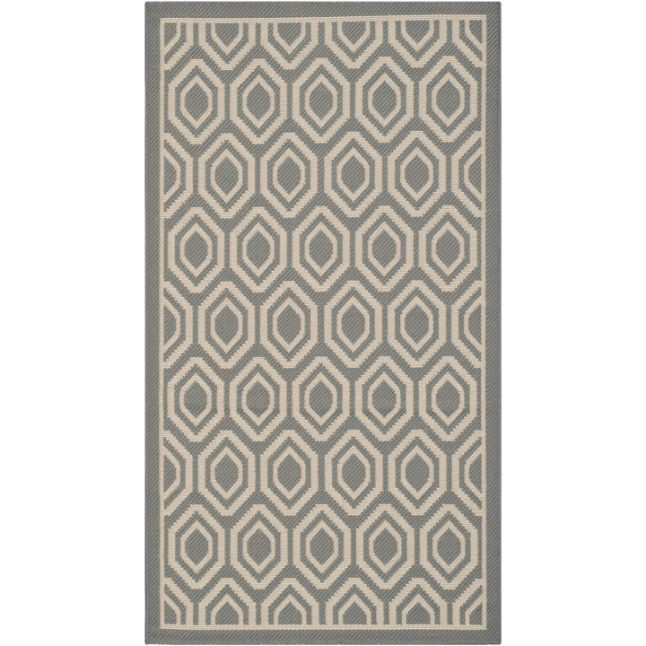 SAFAVIEH Outdoor CY6902-246 Courtyard Anthracite / Beige Rug Image 1