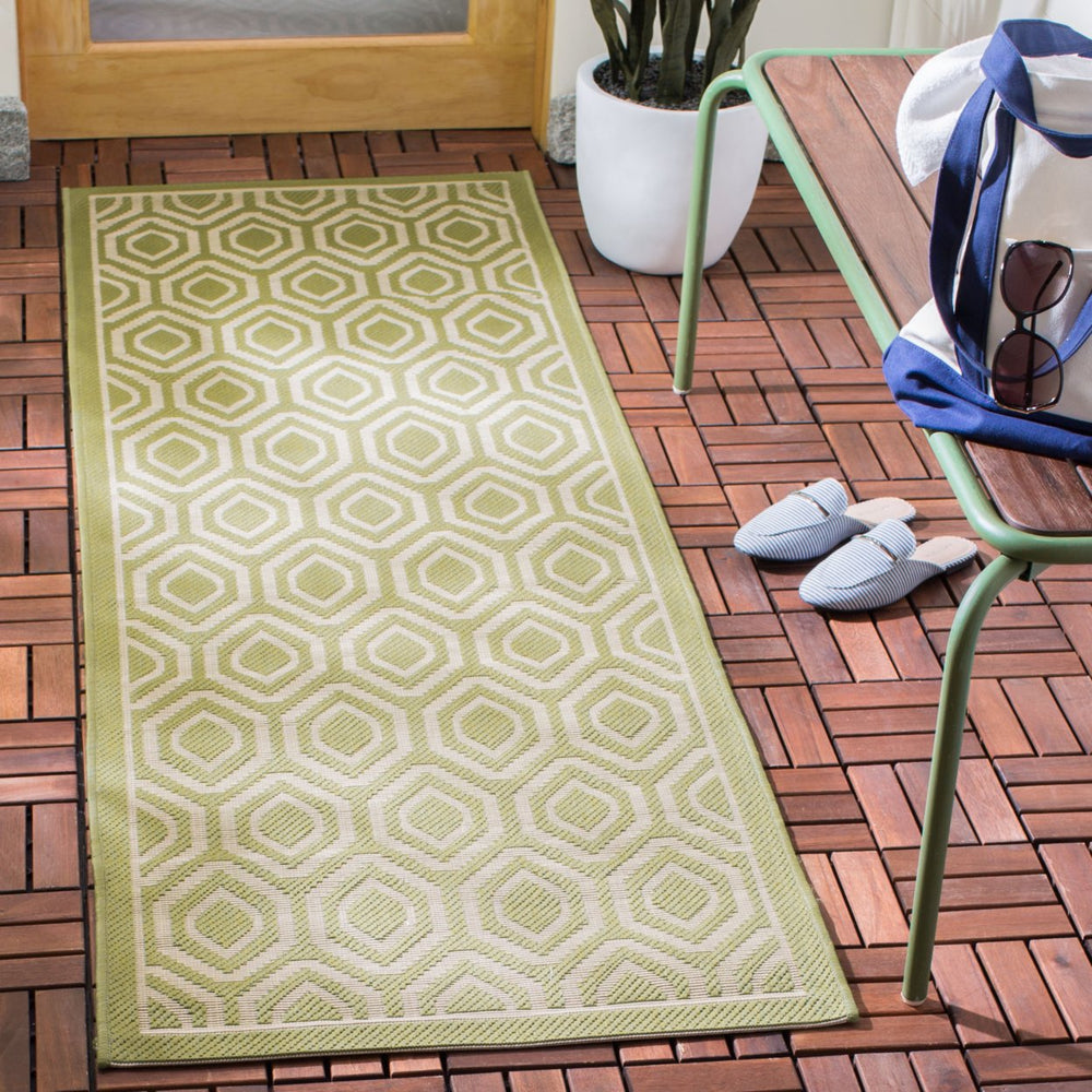 SAFAVIEH Indoor Outdoor CY6902-244 Courtyard Green / Beige Rug Image 2