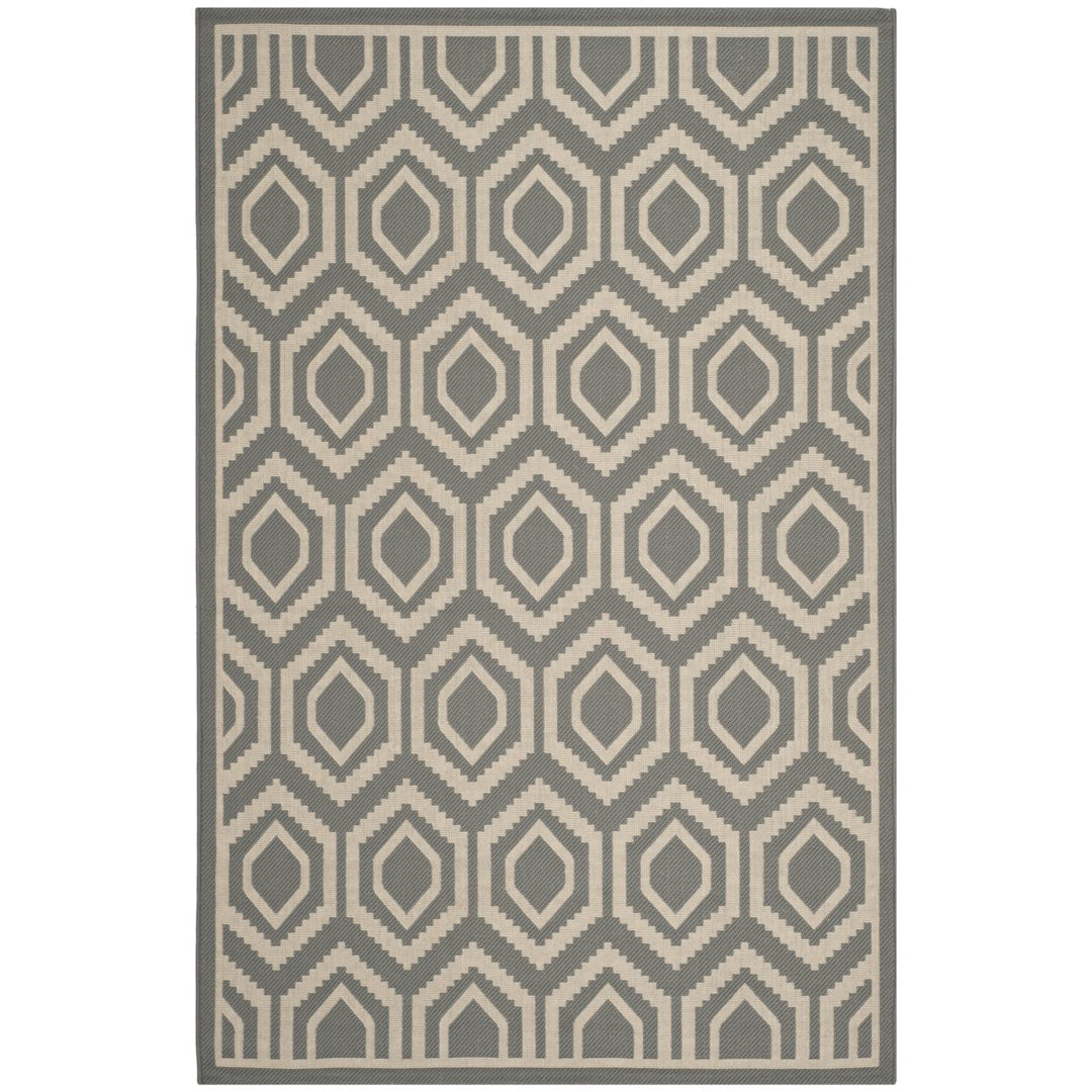 SAFAVIEH Outdoor CY6902-246 Courtyard Anthracite / Beige Rug Image 1