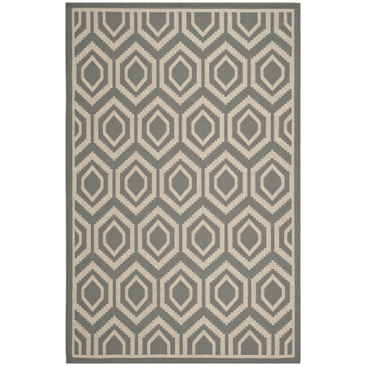 SAFAVIEH Outdoor CY6902-246 Courtyard Anthracite / Beige Rug Image 1