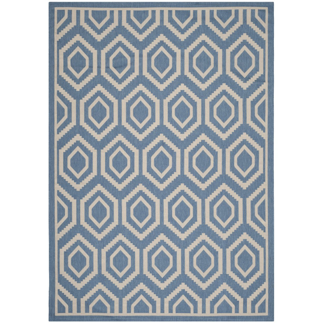 SAFAVIEH Indoor Outdoor CY6902-243 Courtyard Blue / Beige Rug Image 1