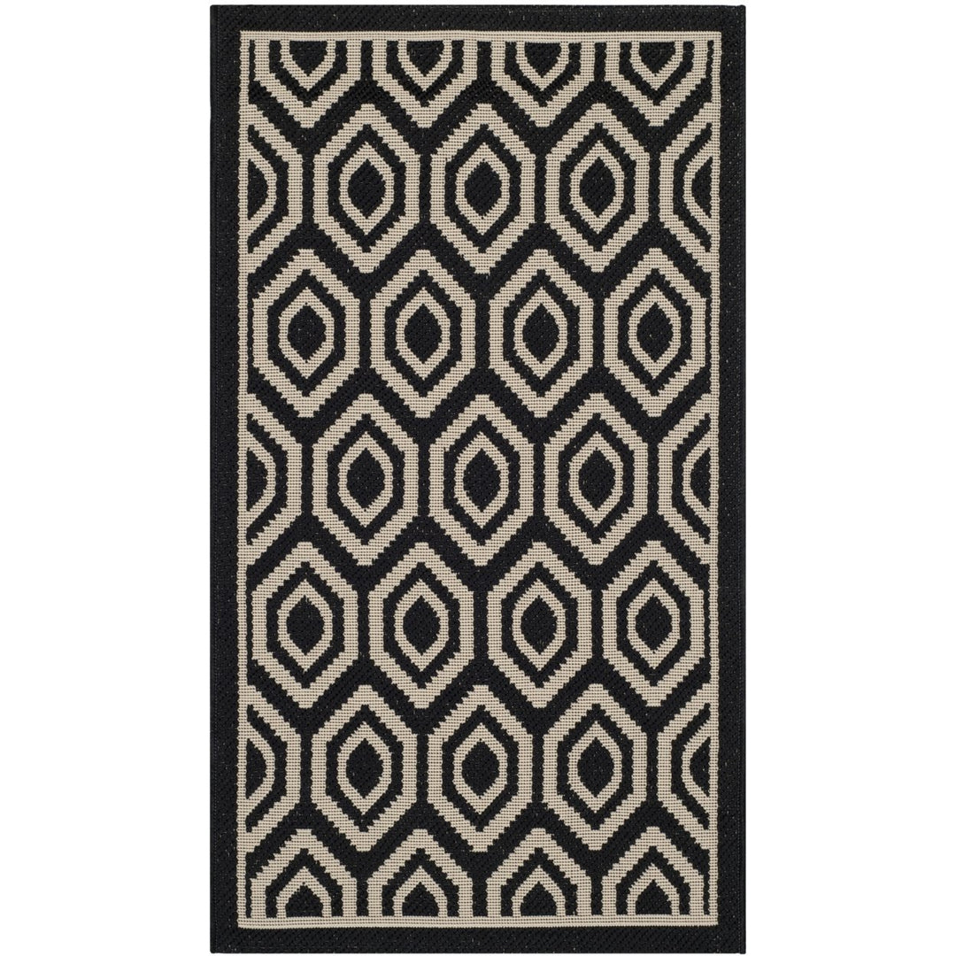 SAFAVIEH Indoor Outdoor CY6902-266 Courtyard Black / Beige Rug Image 1