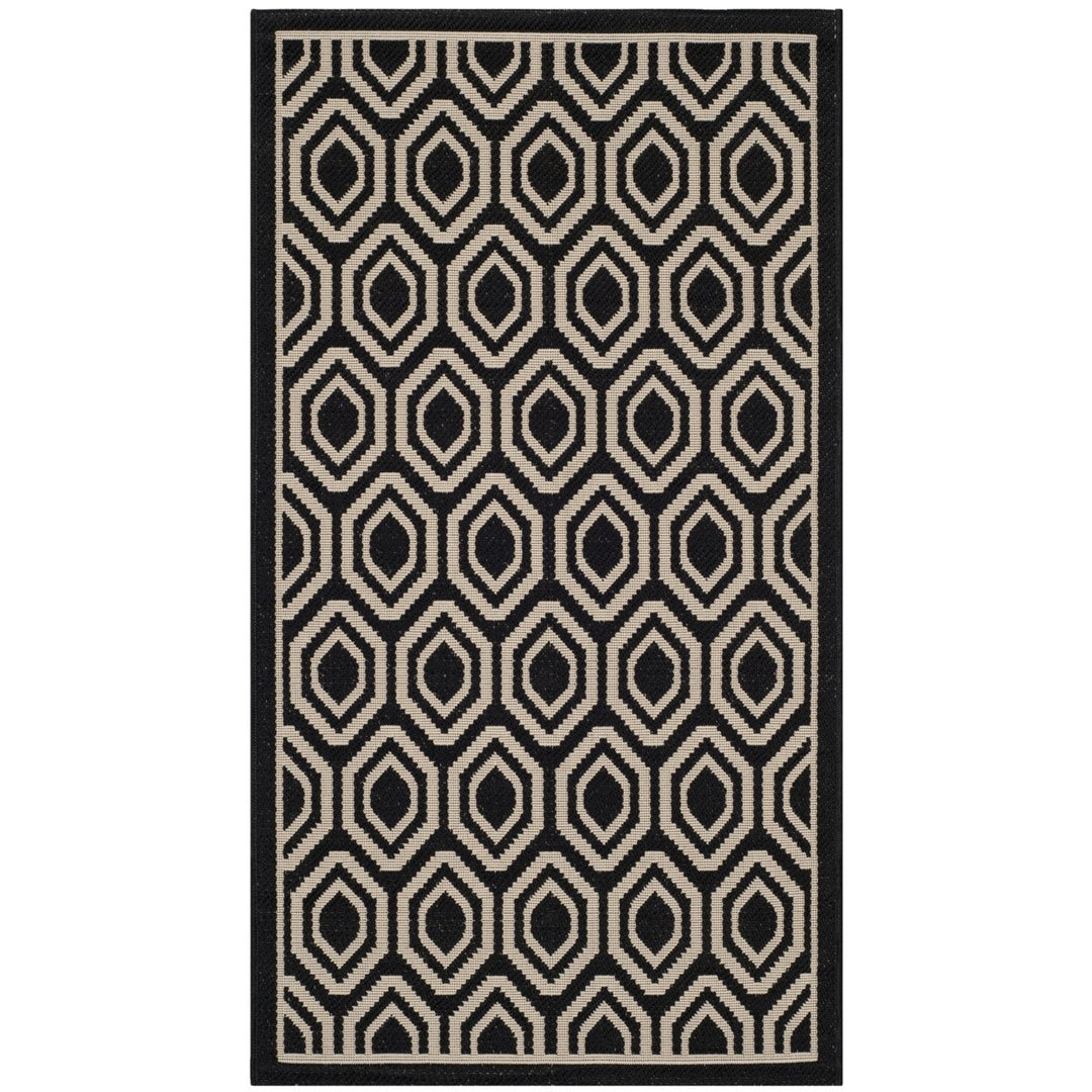 SAFAVIEH Indoor Outdoor CY6902-266 Courtyard Black / Beige Rug Image 1