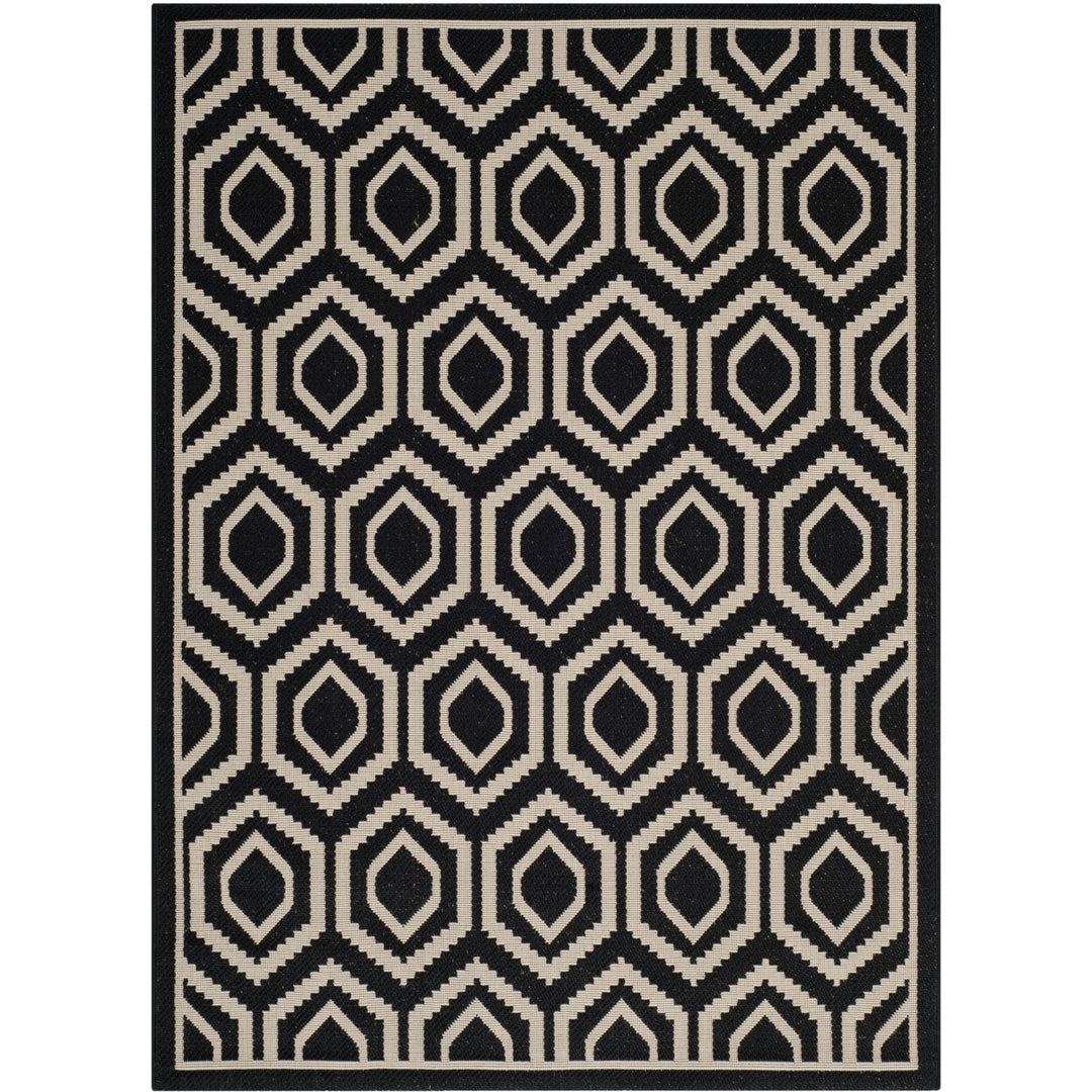 SAFAVIEH Indoor Outdoor CY6902-266 Courtyard Black / Beige Rug Image 1