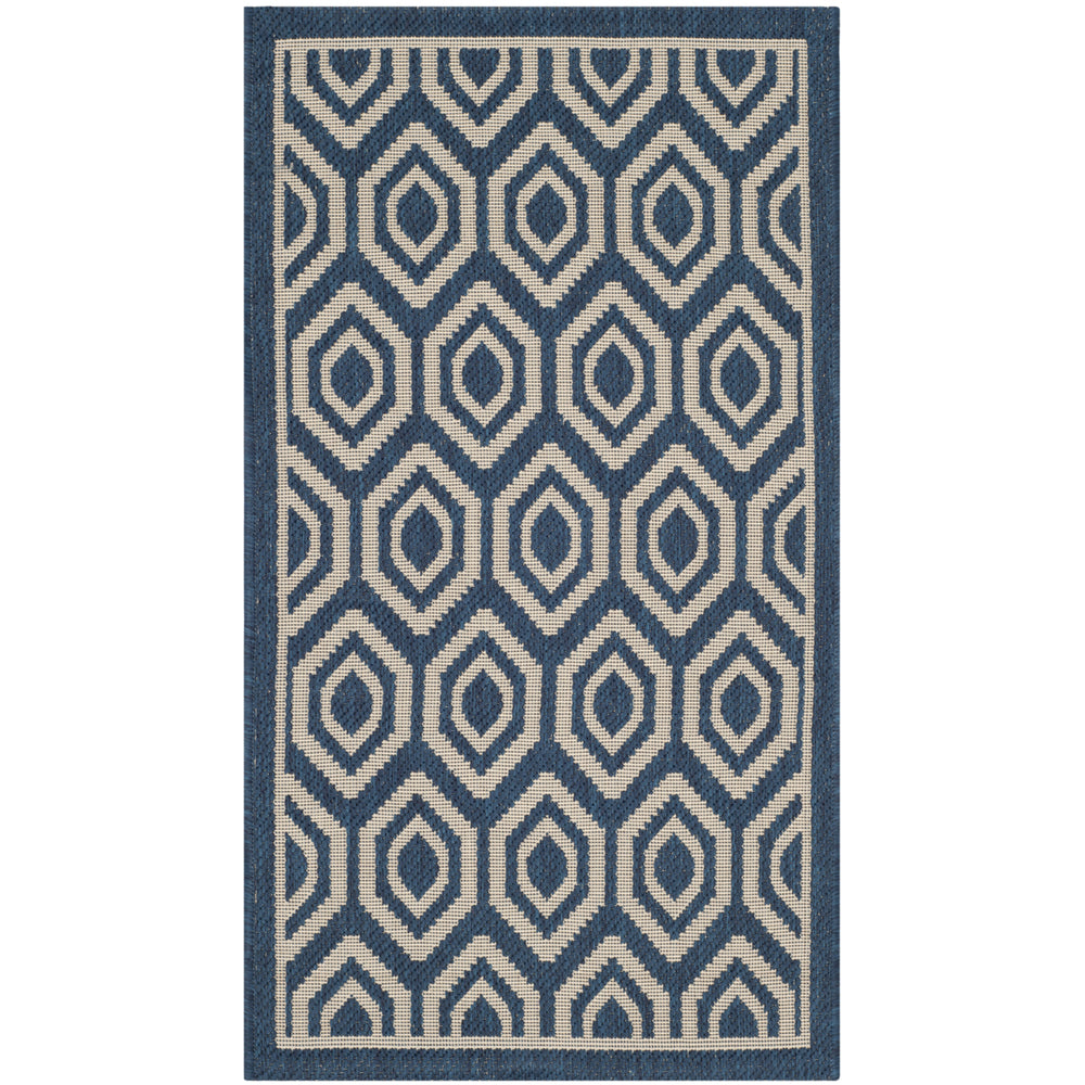 SAFAVIEH Indoor Outdoor CY6902-268 Courtyard Navy / Beige Rug Image 2