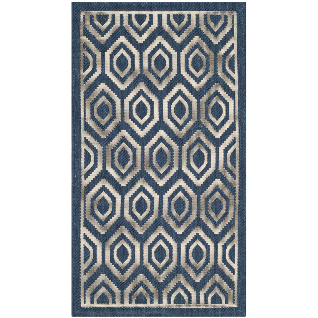 SAFAVIEH Indoor Outdoor CY6902-268 Courtyard Navy / Beige Rug Image 1