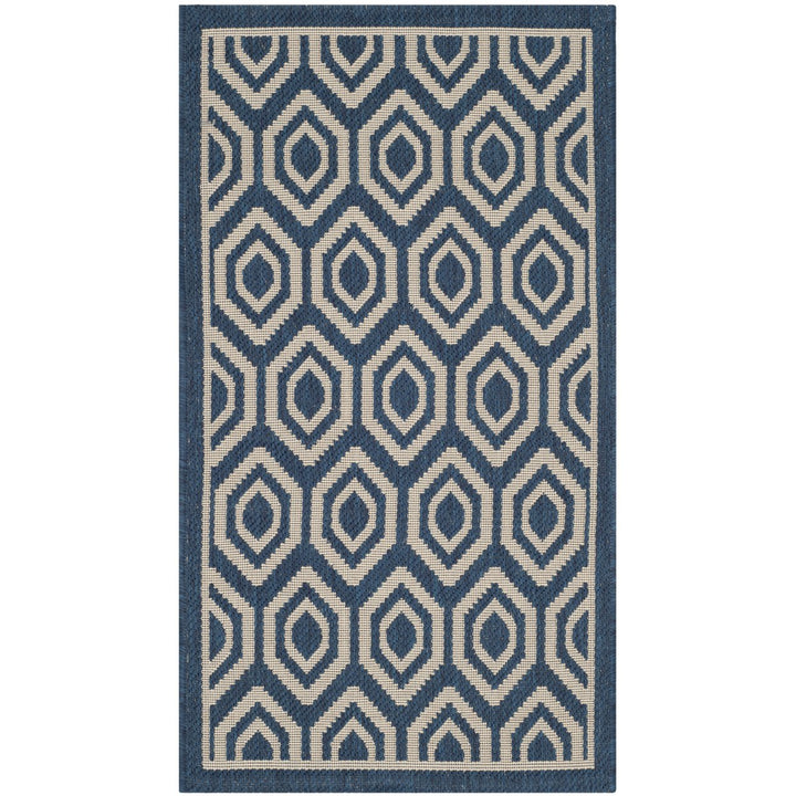 SAFAVIEH Indoor Outdoor CY6902-268 Courtyard Navy / Beige Rug Image 1