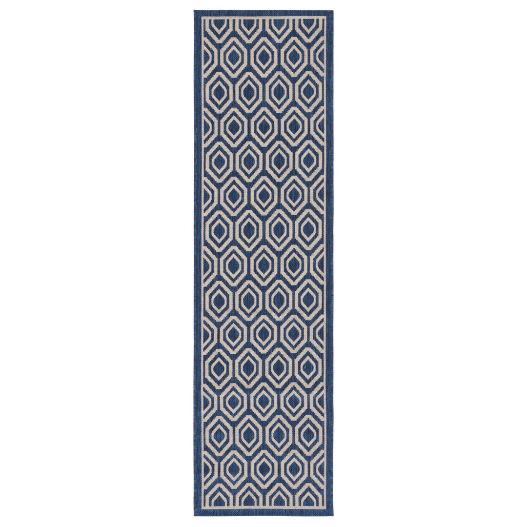 SAFAVIEH Indoor Outdoor CY6902-268 Courtyard Navy / Beige Rug Image 1