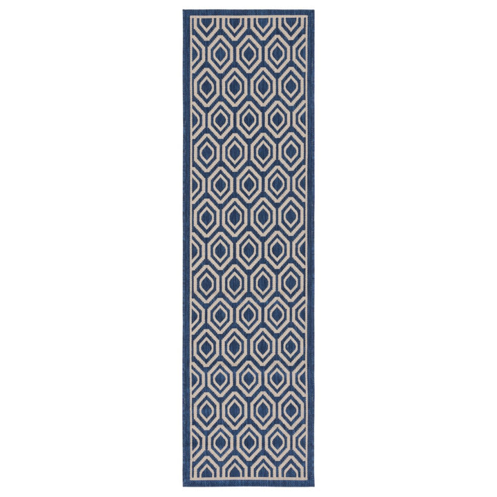 SAFAVIEH Indoor Outdoor CY6902-268 Courtyard Navy / Beige Rug Image 1