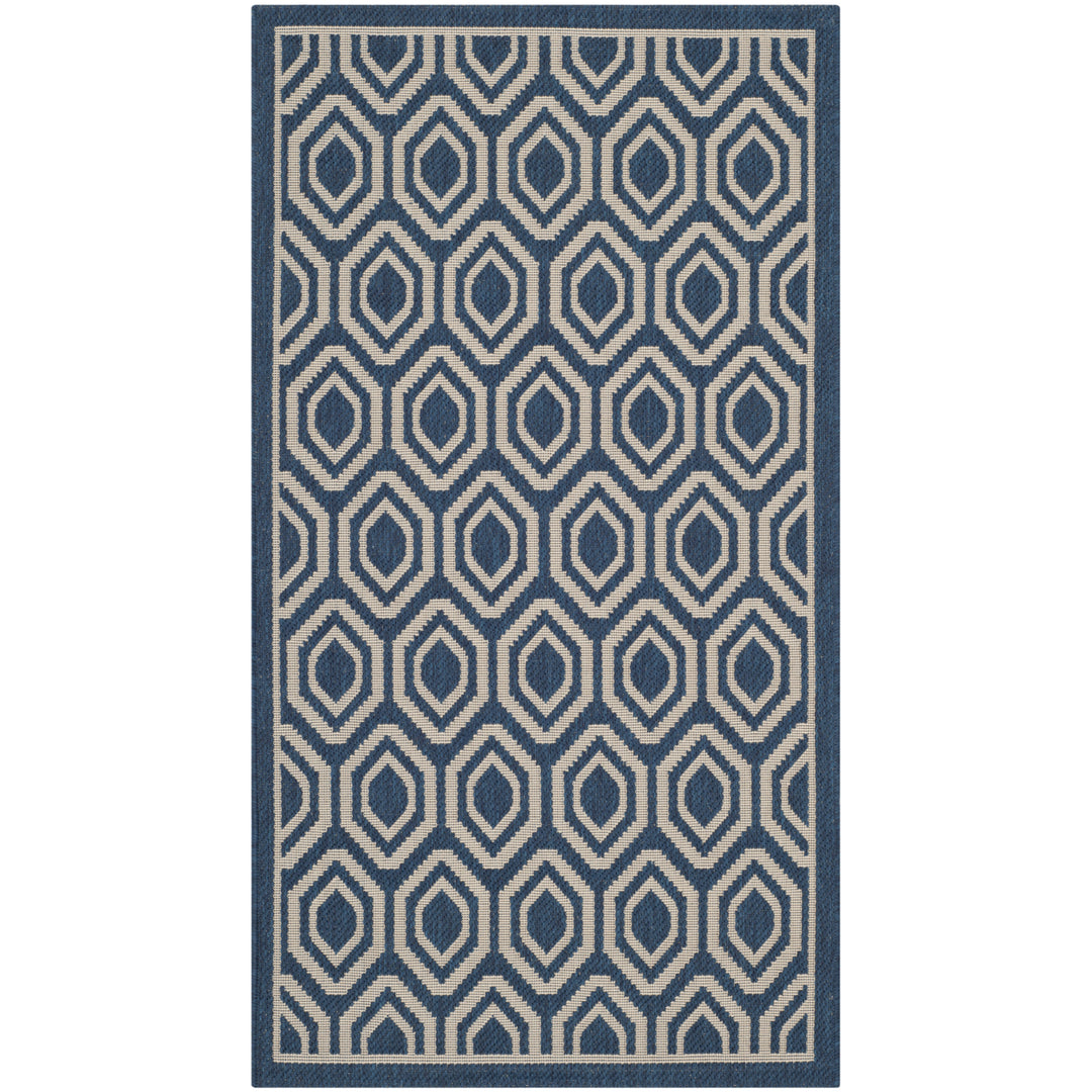 SAFAVIEH Indoor Outdoor CY6902-268 Courtyard Navy / Beige Rug Image 4