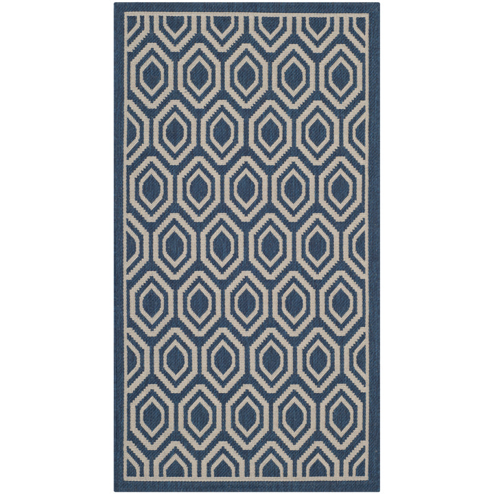 SAFAVIEH Indoor Outdoor CY6902-268 Courtyard Navy / Beige Rug Image 4