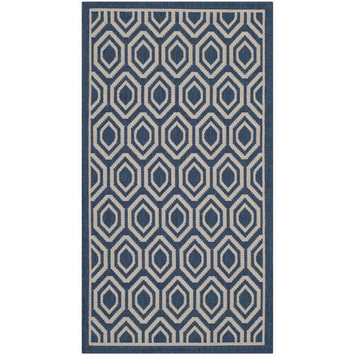 SAFAVIEH Indoor Outdoor CY6902-268 Courtyard Navy / Beige Rug Image 1