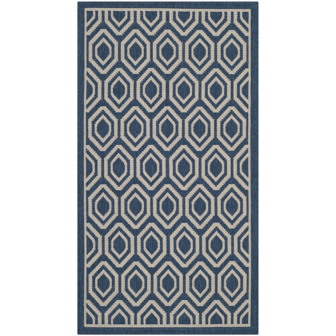 SAFAVIEH Indoor Outdoor CY6902-268 Courtyard Navy / Beige Rug Image 1