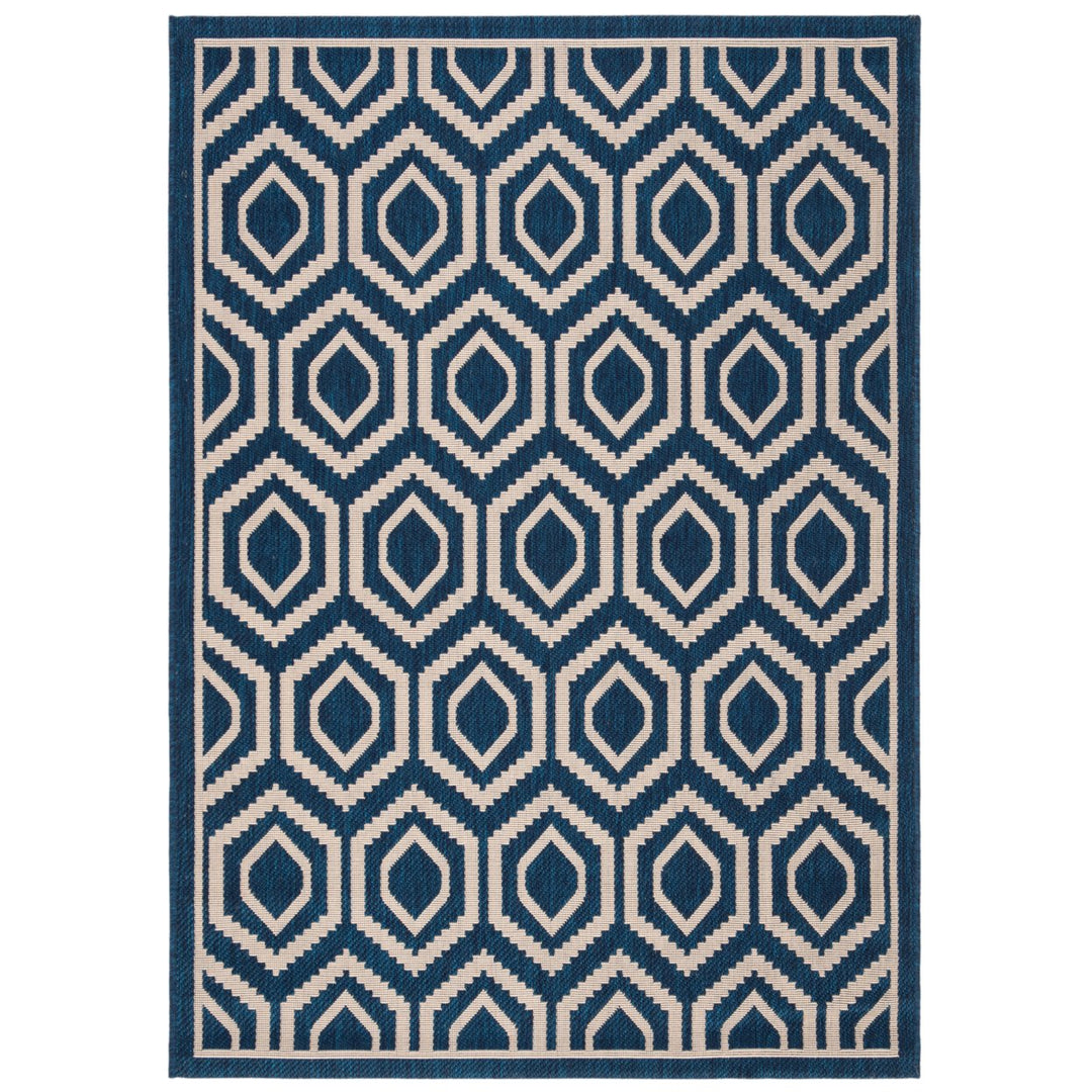 SAFAVIEH Indoor Outdoor CY6902-268 Courtyard Navy / Beige Rug Image 1