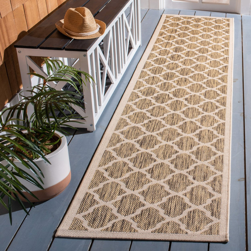 SAFAVIEH Indoor Outdoor CY6903-242 Courtyard Brown / Bone Rug Image 2