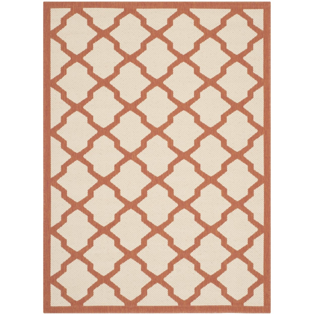 SAFAVIEH Outdoor CY6903-231 Courtyard Beige / Terracotta Rug Image 1