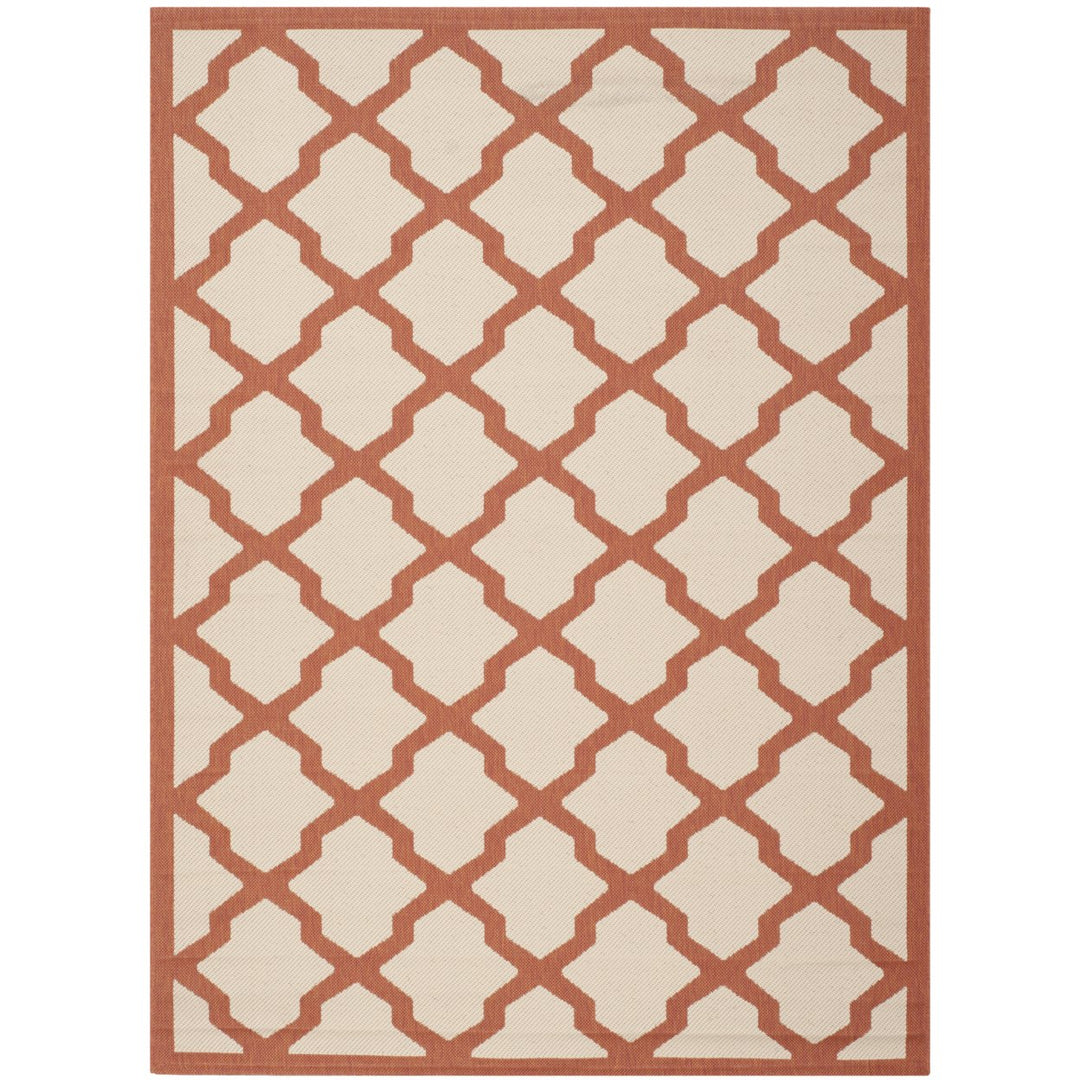 SAFAVIEH Outdoor CY6903-231 Courtyard Beige / Terracotta Rug Image 1