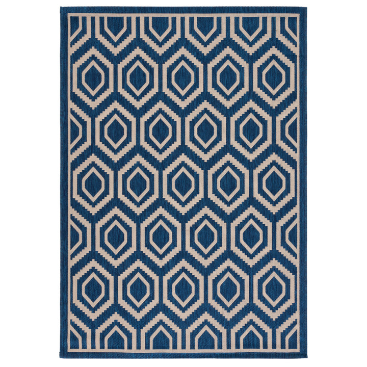 SAFAVIEH Indoor Outdoor CY6902-268 Courtyard Navy / Beige Rug Image 8