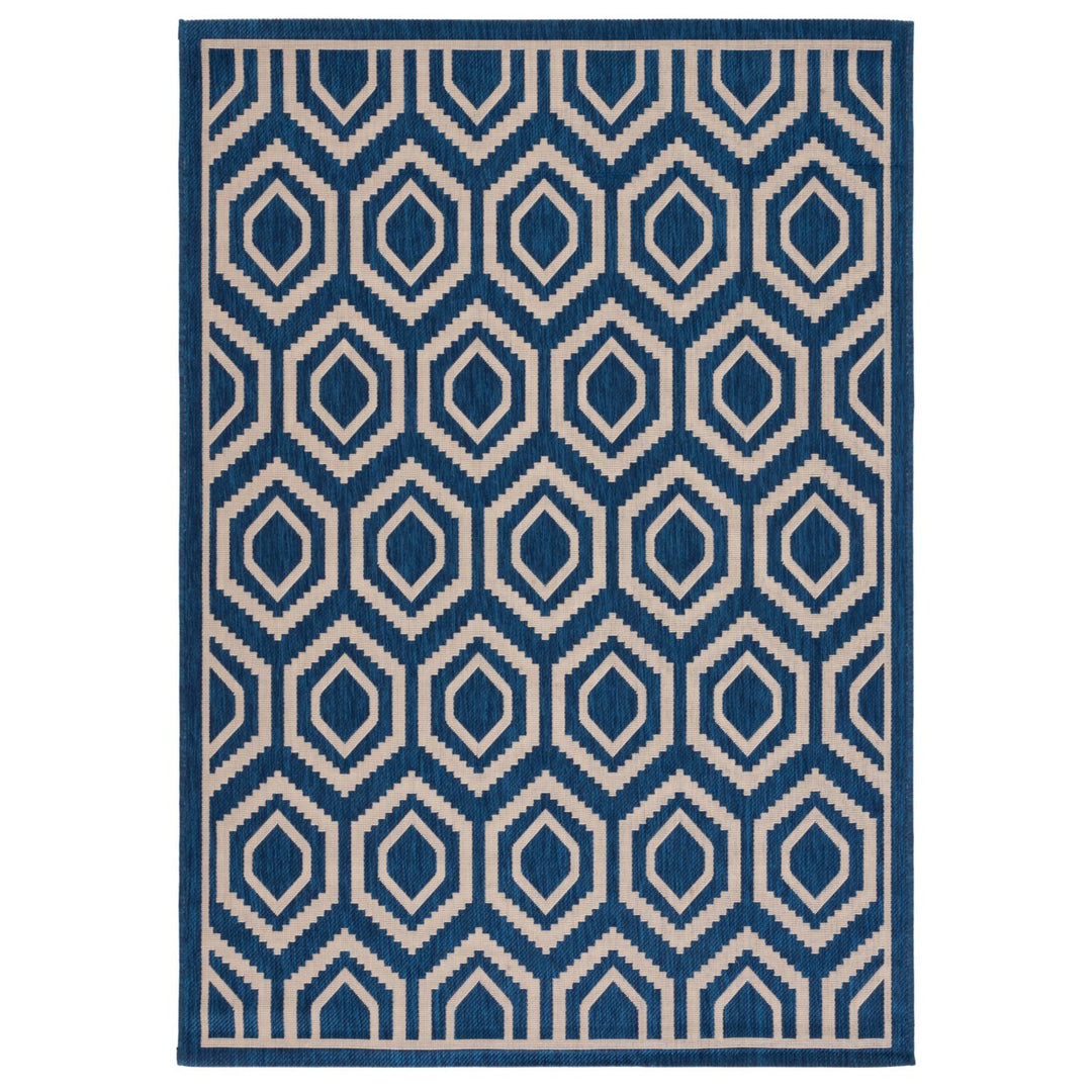 SAFAVIEH Indoor Outdoor CY6902-268 Courtyard Navy / Beige Rug Image 1