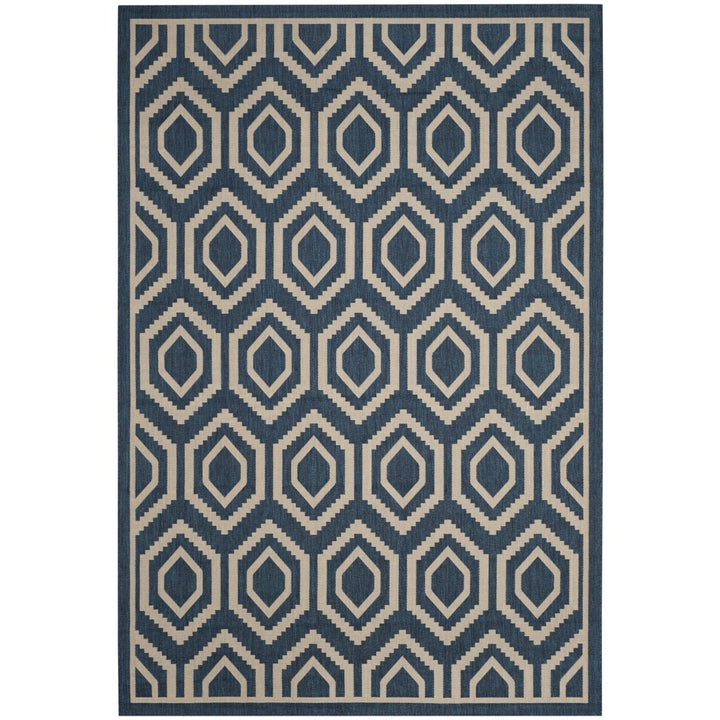 SAFAVIEH Indoor Outdoor CY6902-268 Courtyard Navy / Beige Rug Image 1