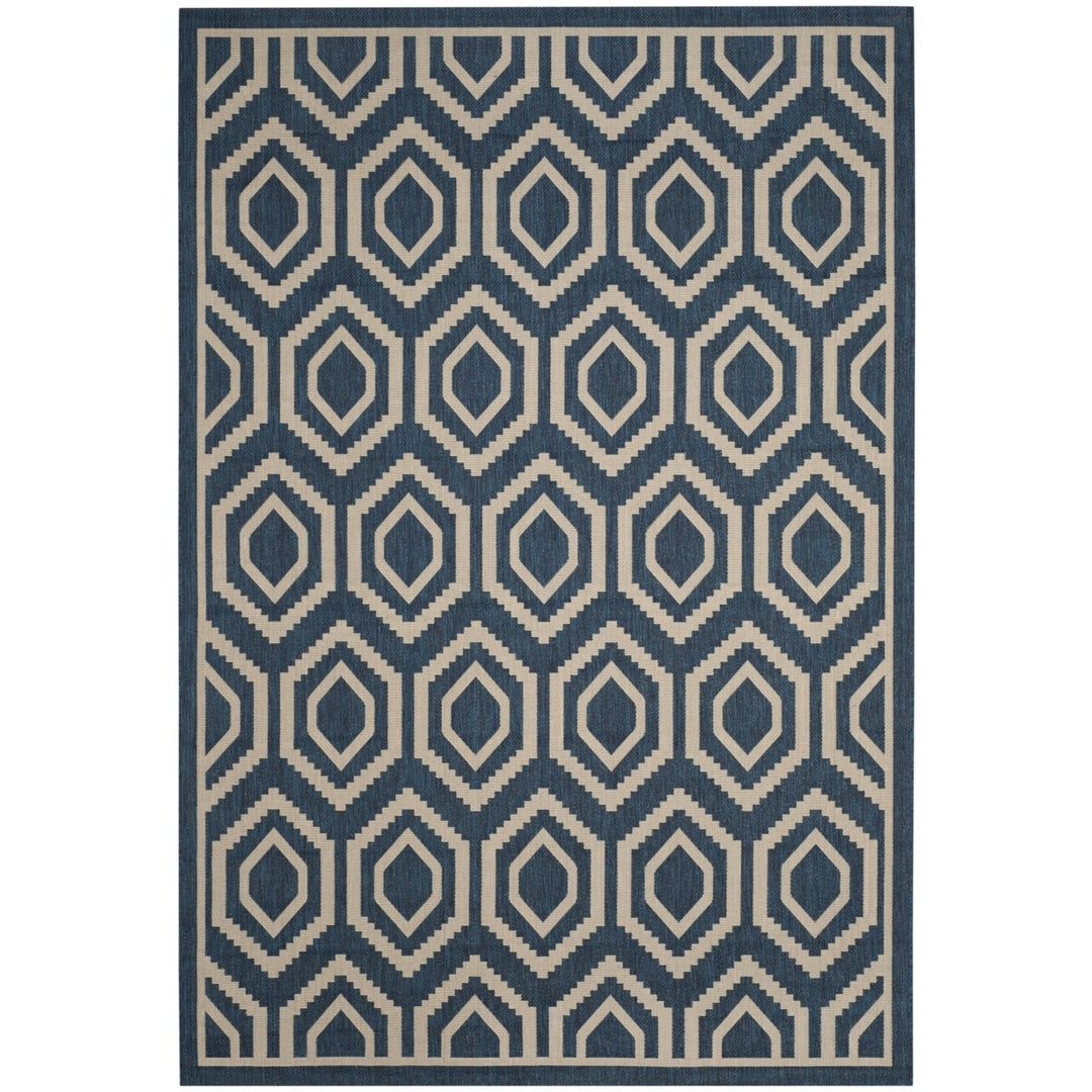 SAFAVIEH Indoor Outdoor CY6902-268 Courtyard Navy / Beige Rug Image 1