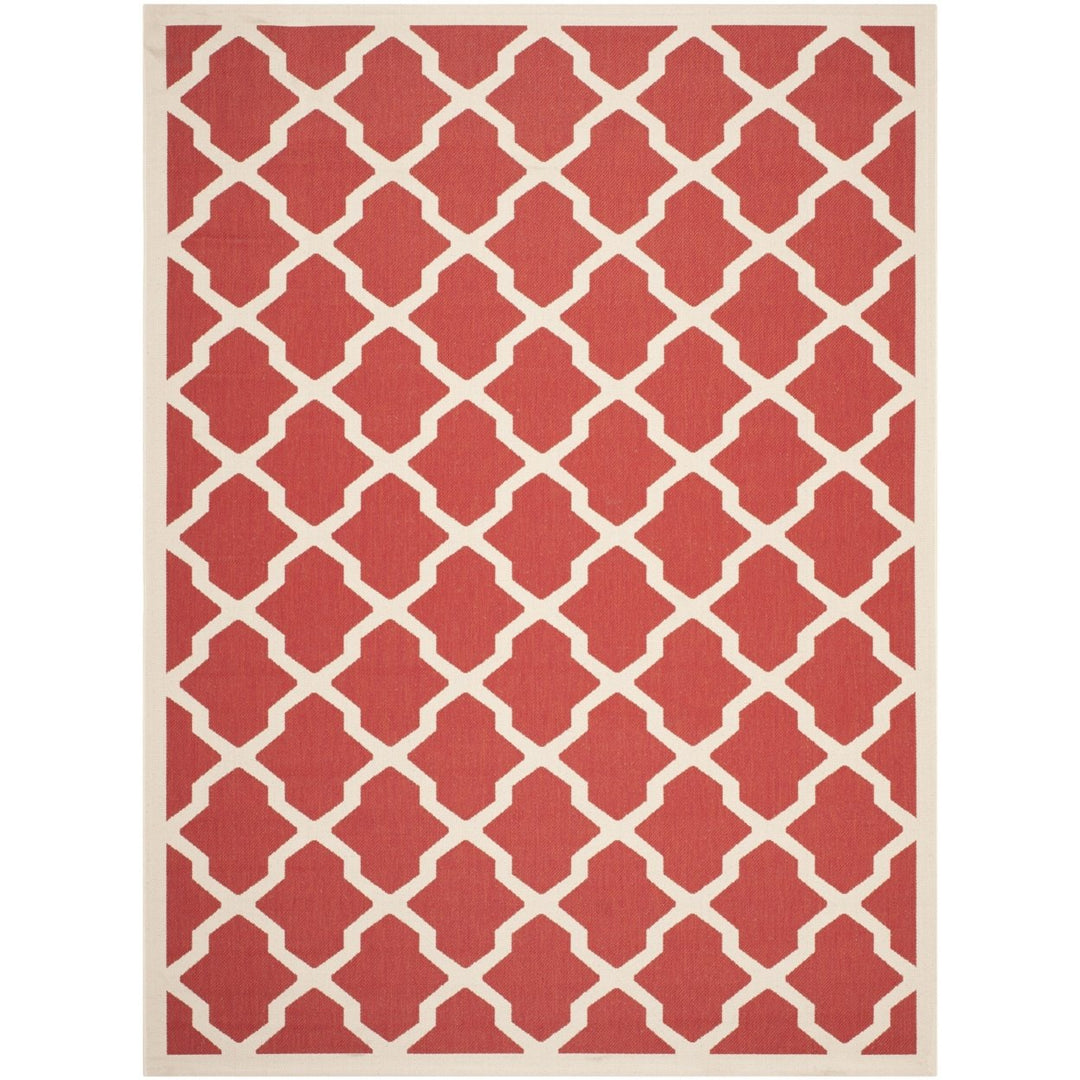 SAFAVIEH Outdoor CY6903-248 Courtyard Collection Red / Bone Rug Image 1