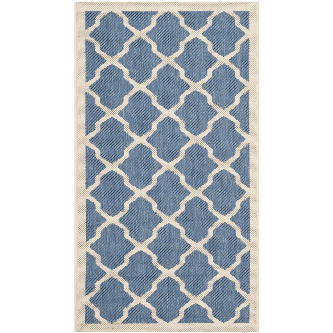 SAFAVIEH Indoor Outdoor CY6903-243 Courtyard Blue / Beige Rug Image 9