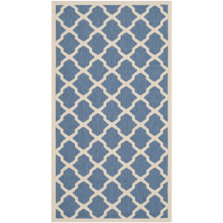 SAFAVIEH Indoor Outdoor CY6903-243 Courtyard Blue / Beige Rug Image 10