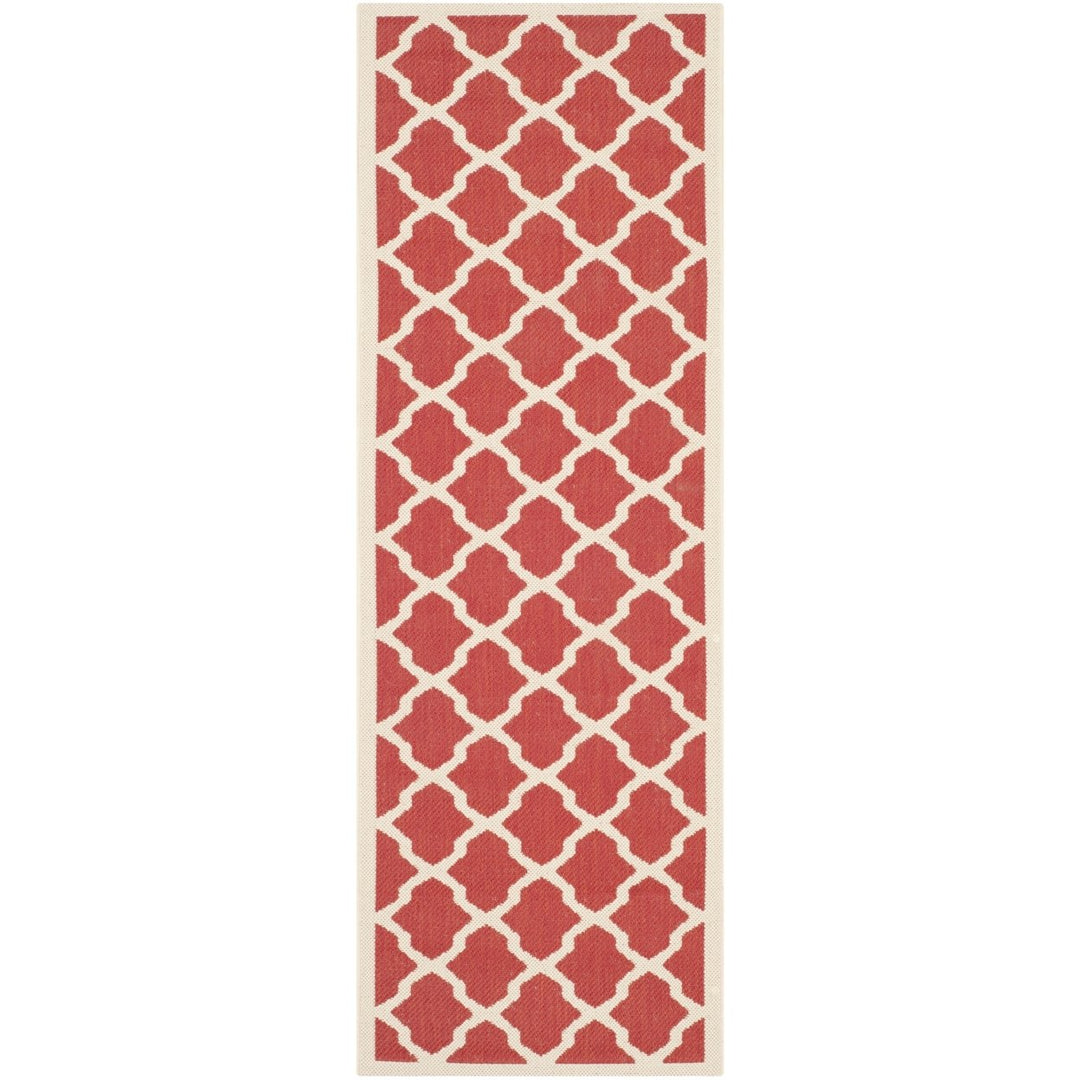 SAFAVIEH Outdoor CY6903-248 Courtyard Collection Red / Bone Rug Image 1