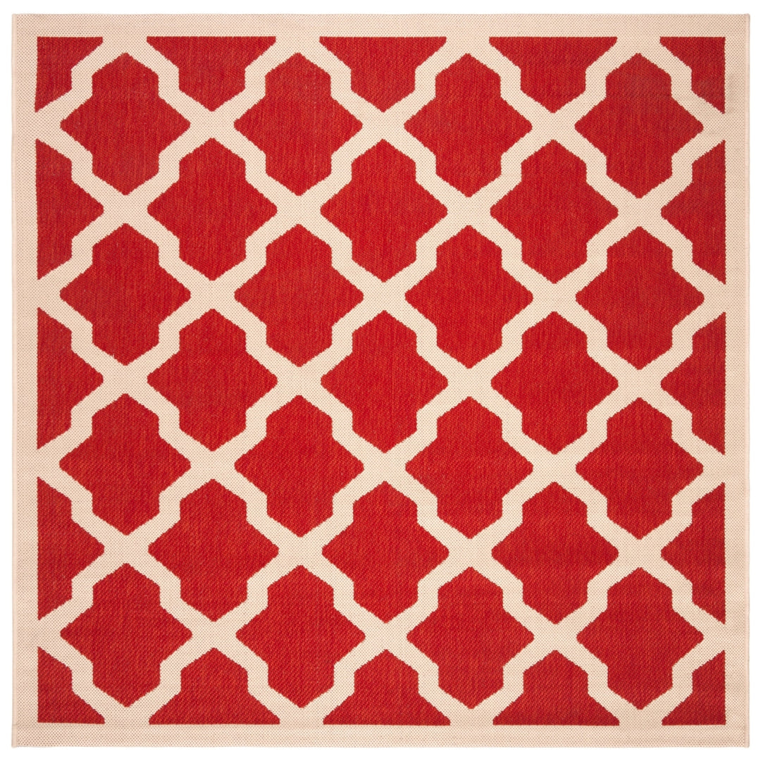 SAFAVIEH Outdoor CY6903-248 Courtyard Collection Red / Bone Rug Image 5
