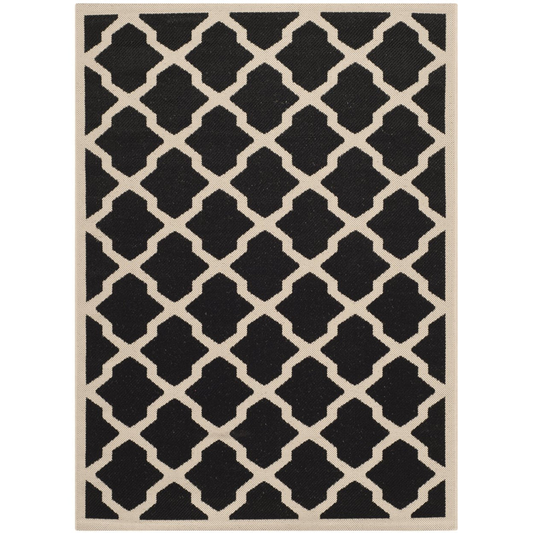 SAFAVIEH Indoor Outdoor CY6903-266 Courtyard Black / Beige Rug Image 1