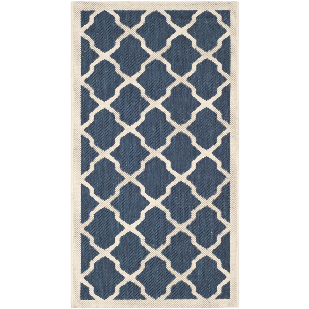 SAFAVIEH Indoor Outdoor CY6903-268 Courtyard Navy / Beige Rug Image 2