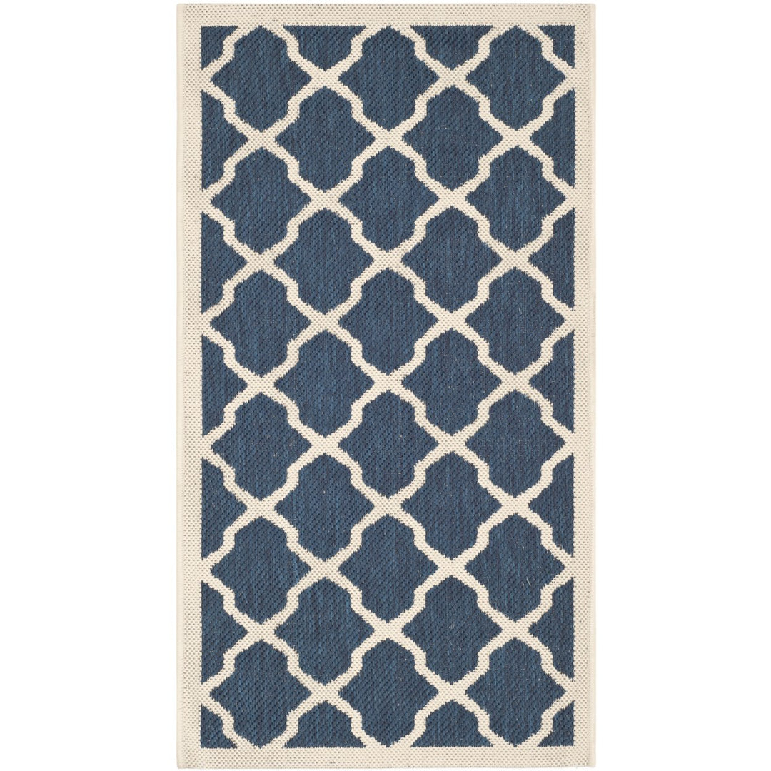 SAFAVIEH Indoor Outdoor CY6903-268 Courtyard Navy / Beige Rug Image 1