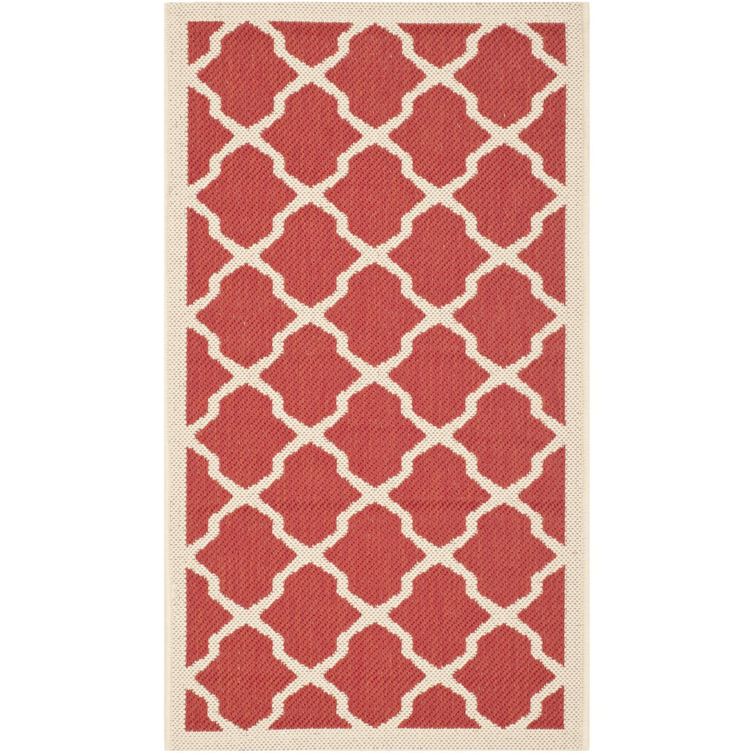 SAFAVIEH Outdoor CY6903-248 Courtyard Collection Red / Bone Rug Image 1