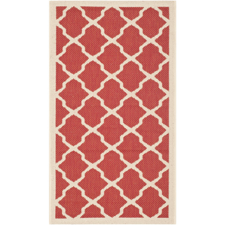 SAFAVIEH Outdoor CY6903-248 Courtyard Collection Red / Bone Rug Image 1