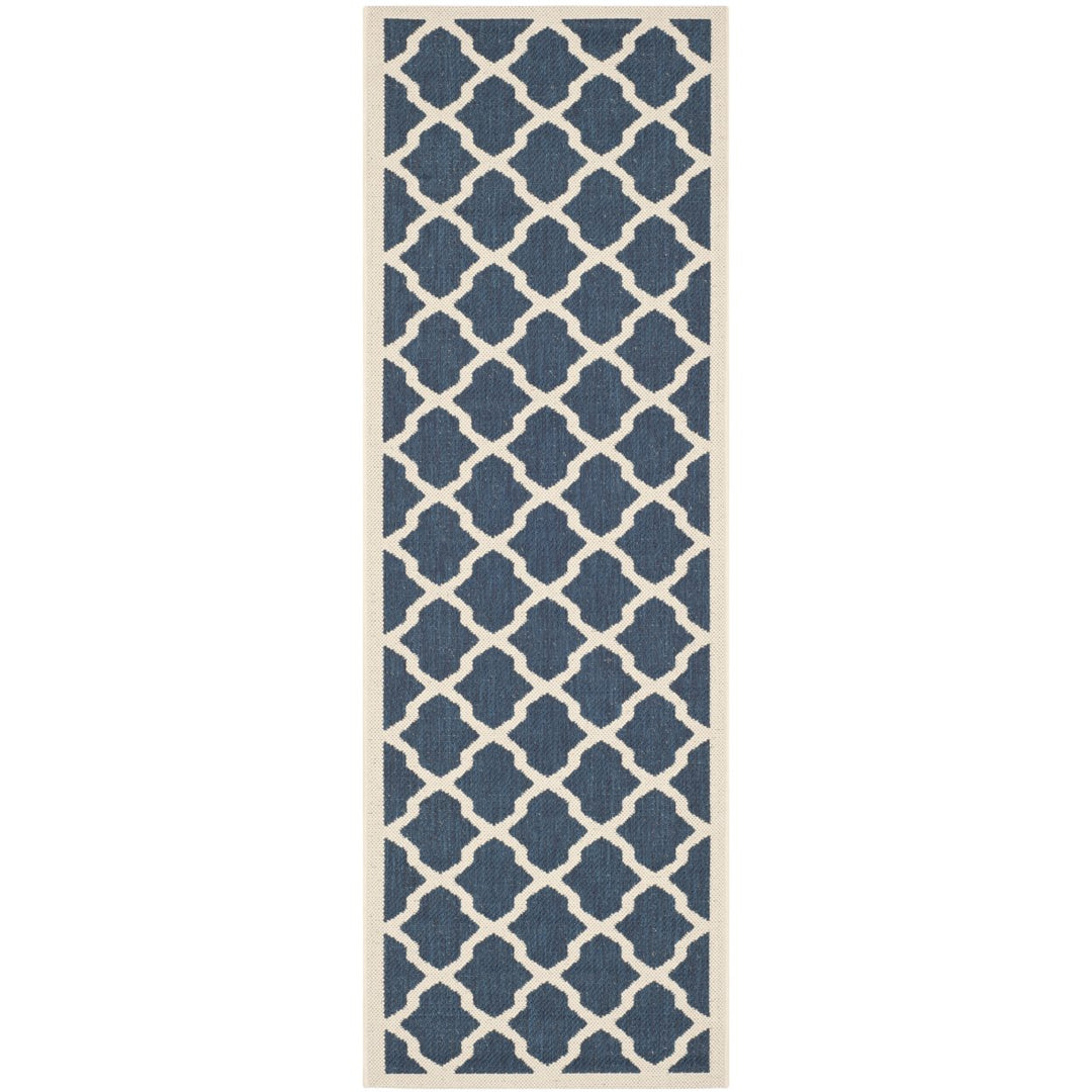 SAFAVIEH Indoor Outdoor CY6903-268 Courtyard Navy / Beige Rug Image 1