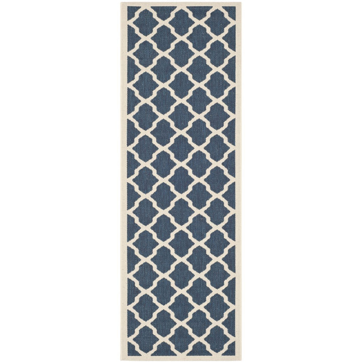 SAFAVIEH Indoor Outdoor CY6903-268 Courtyard Navy / Beige Rug Image 1